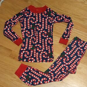 Hanna Andersson Red and Blue Candy Cane Pajama Set